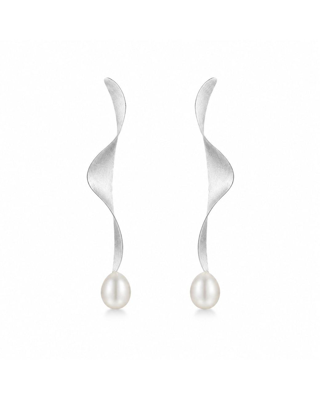 Ormiro Metallic Moontide Sterling Pearl Drop Earrings