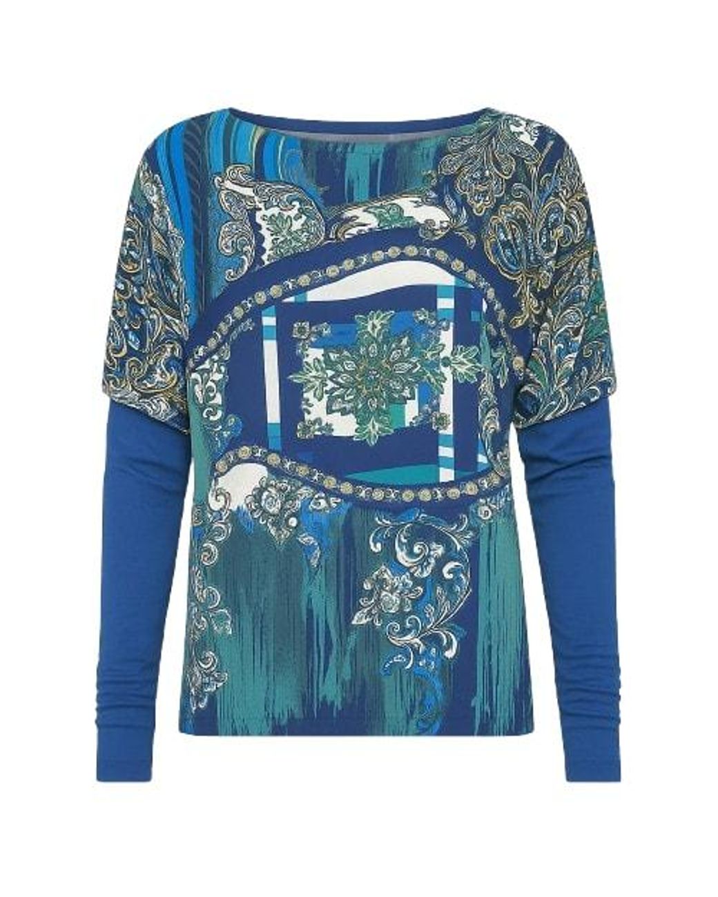 Conquista Blue Floaty Print Top