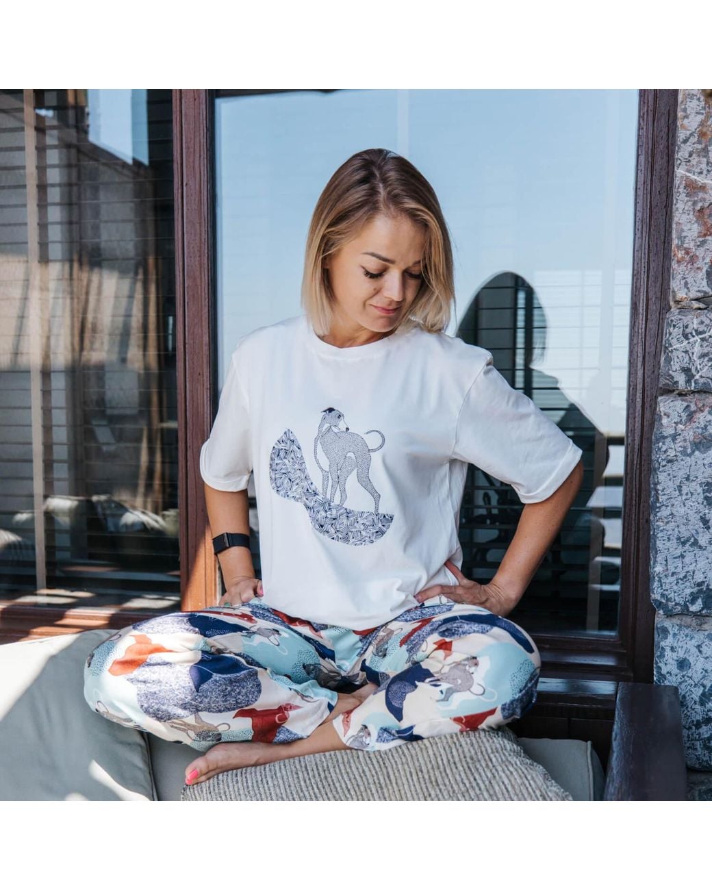 Oh!Zuza White Short Sleeve Loose Fit T-Shirt Whippet