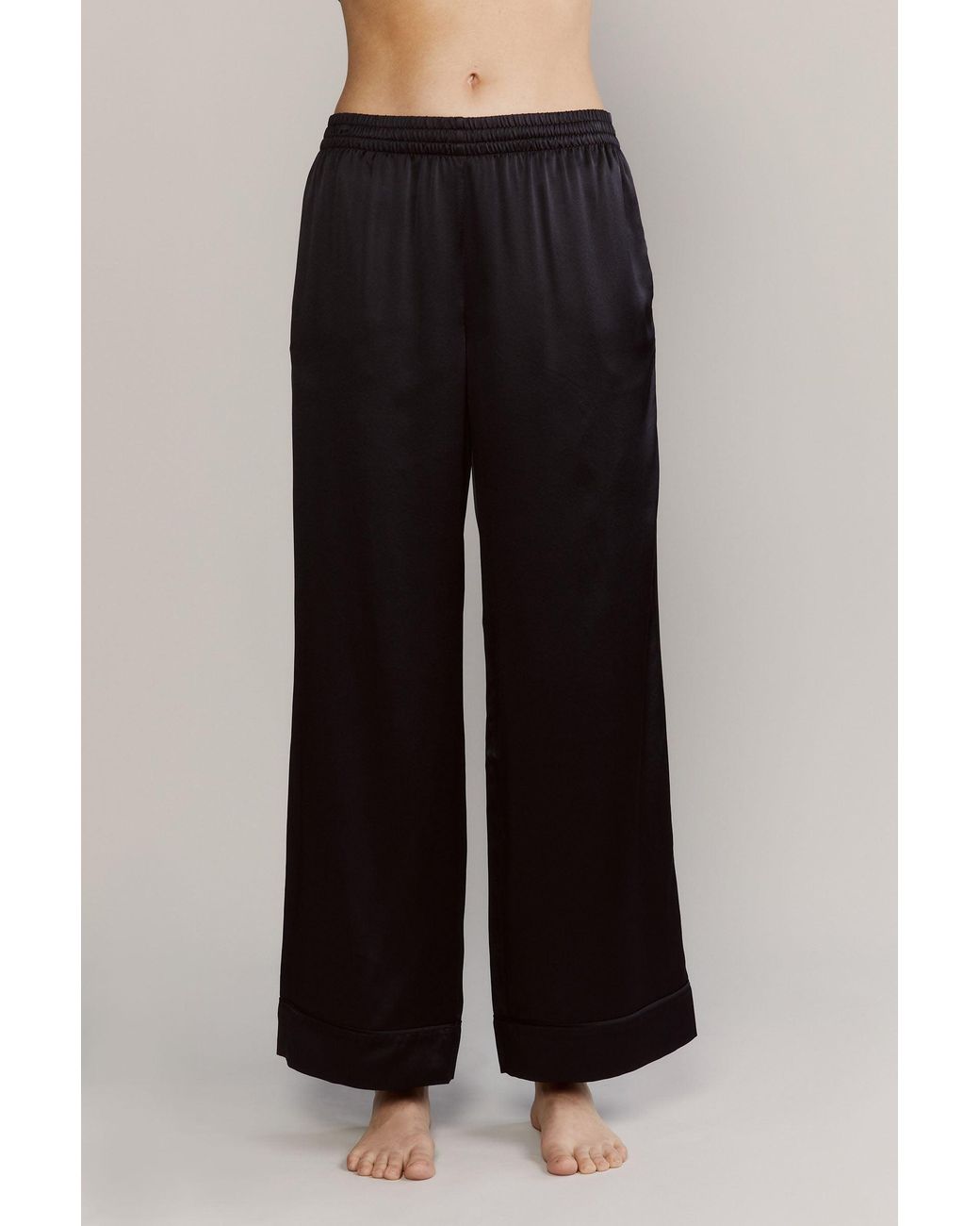 Kato Black Colony Silk Satin Pajamas