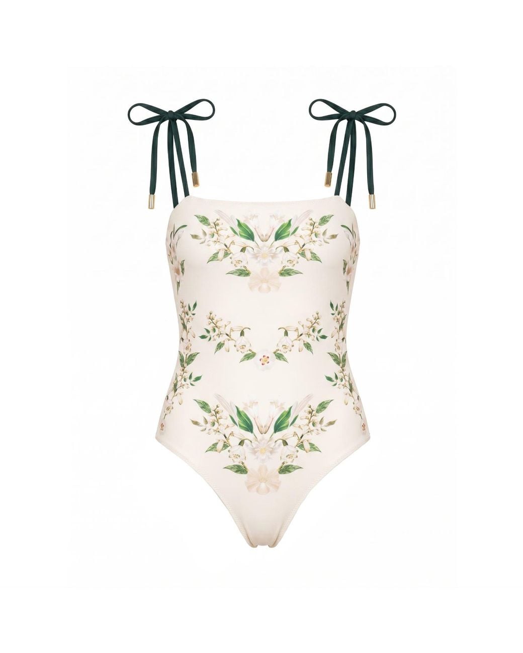 Jessie Zhao New York Green Lily Garden Reversible One Piece Swimsuit