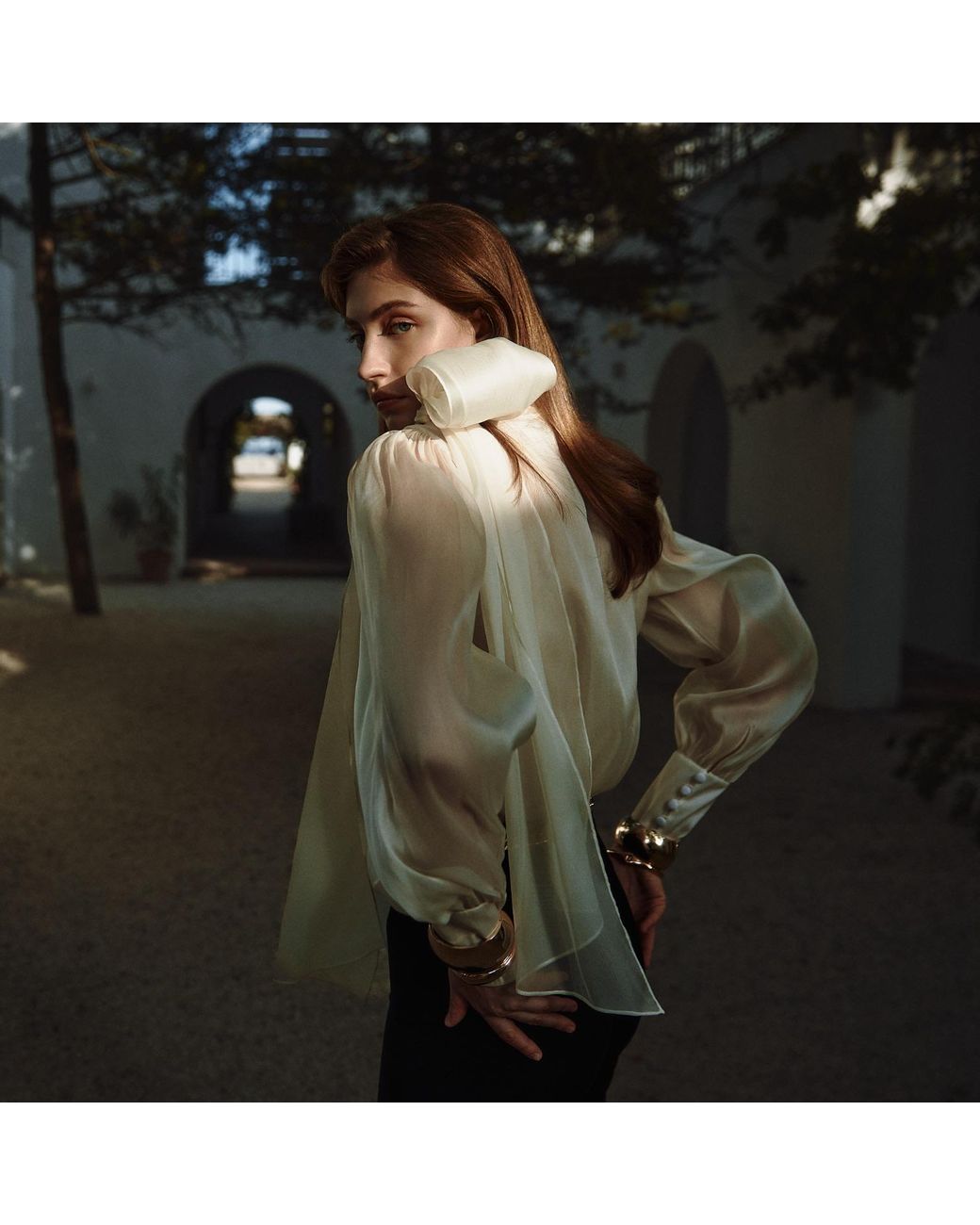 Lita Couture White Flawless Bow Blouse