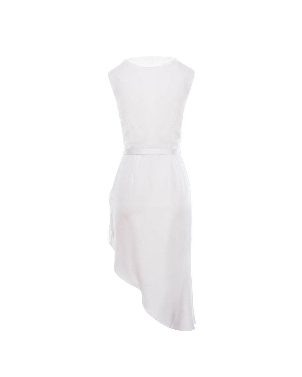 AVENUE No.29 White Cowl Neckline Asymmetric Viscose Midi Dress