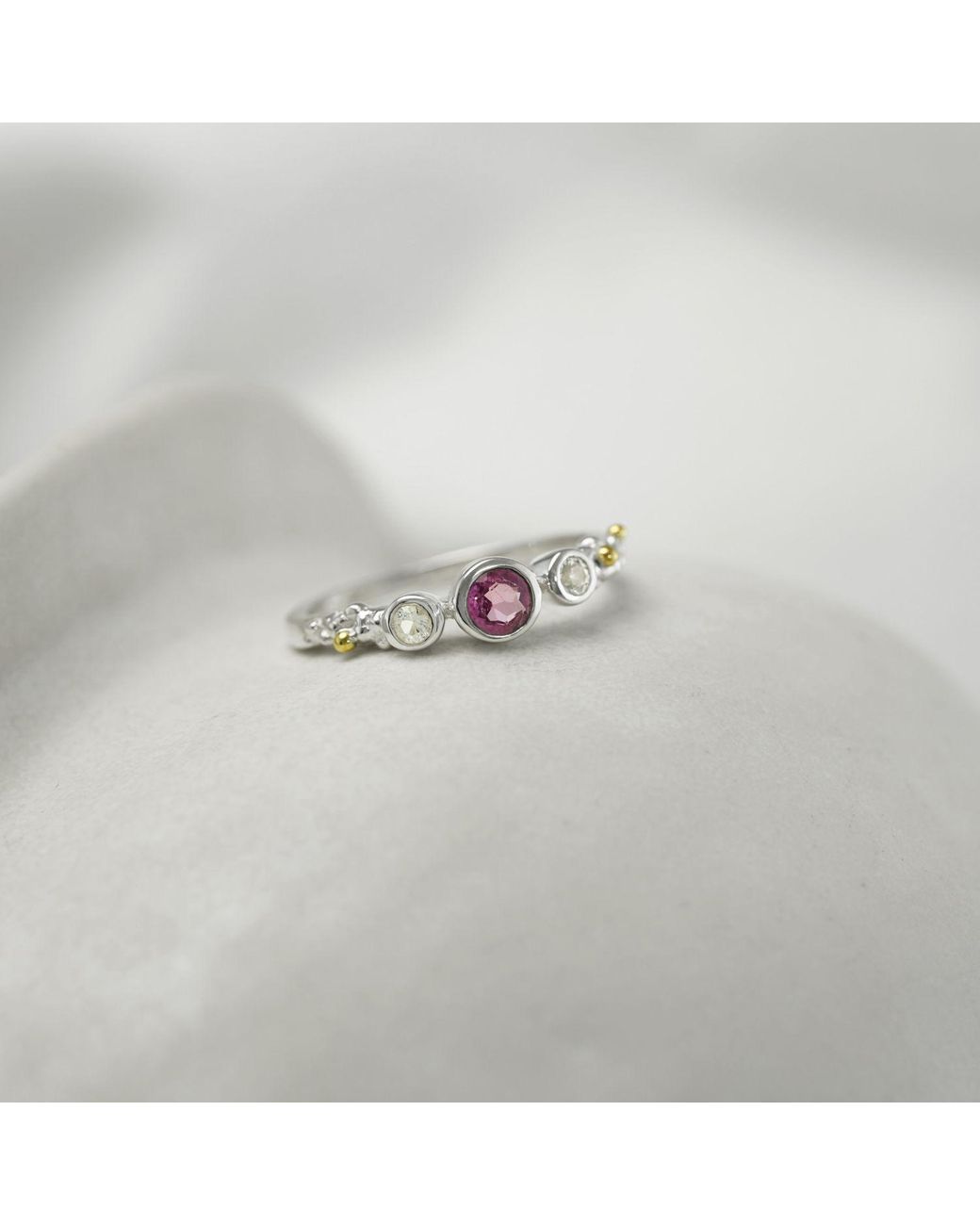 Isla Silver White Topaz & Tourmaline Ring