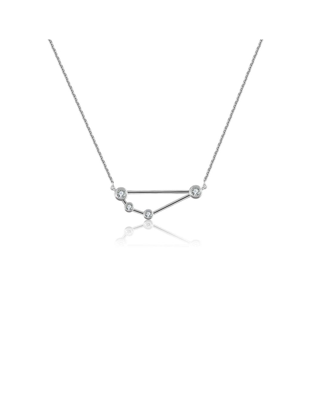 Genevieve Collection Metallic Capricorn Zodiac Constellation Necklace 18K & Diamond