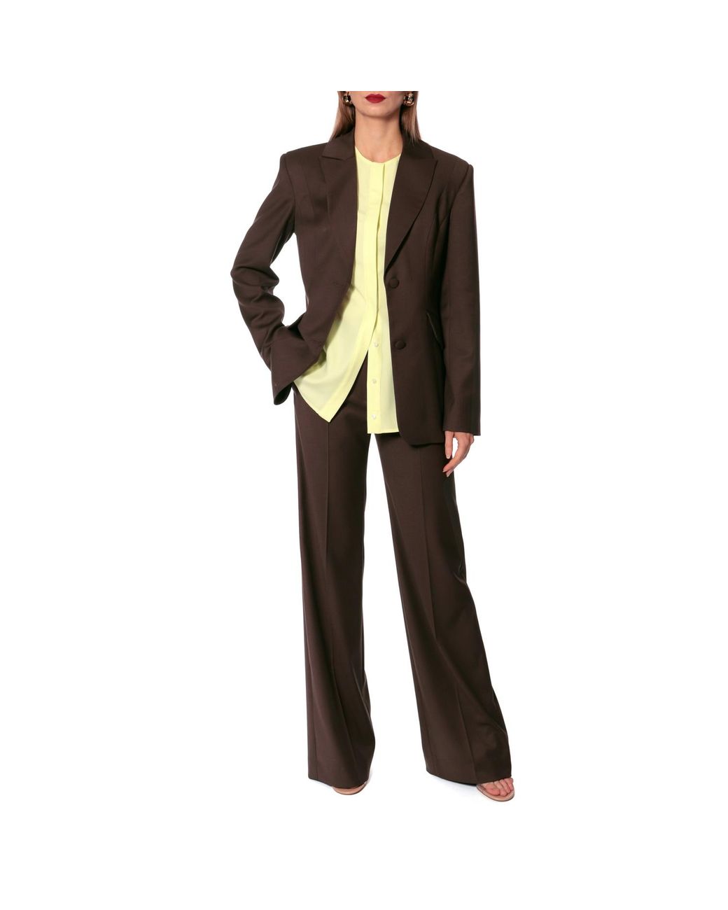 AGGI by HALEWSKI Brown Polina Stone Single Breasted Blazer