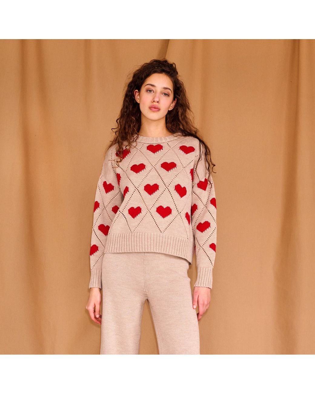 Gigi Knitwear Red Neutrals Love Sweater