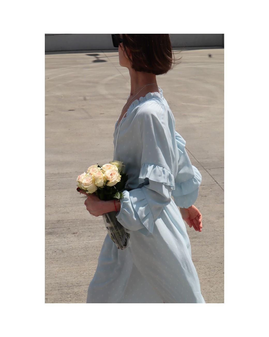 2KStyle Blue Alexa Ruffled Floral Print Viscose Midi Dress With Tassels