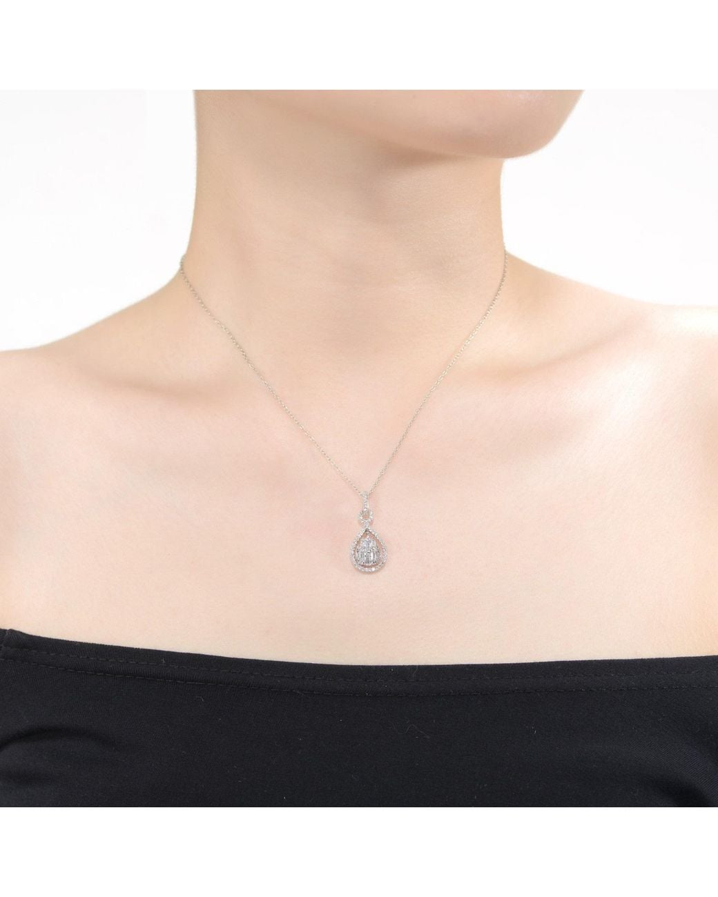 Genevive Jewelry Metallic Rachel Glauber Plated With Cubic Zirconia Door Knocker Love Knot Pendant Necklace