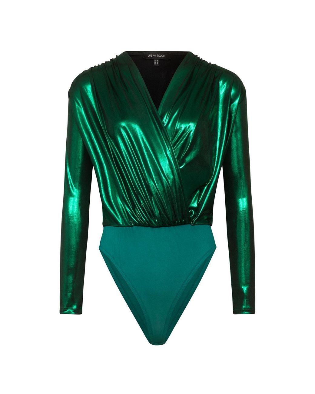 Urban Touch Green Premium Jersey Metallic Wrap Bodysuit