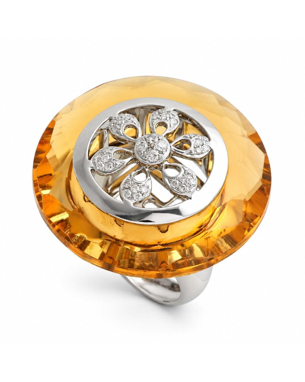 Artisan Metallic 18K Quartz & Diamond Statement Ring