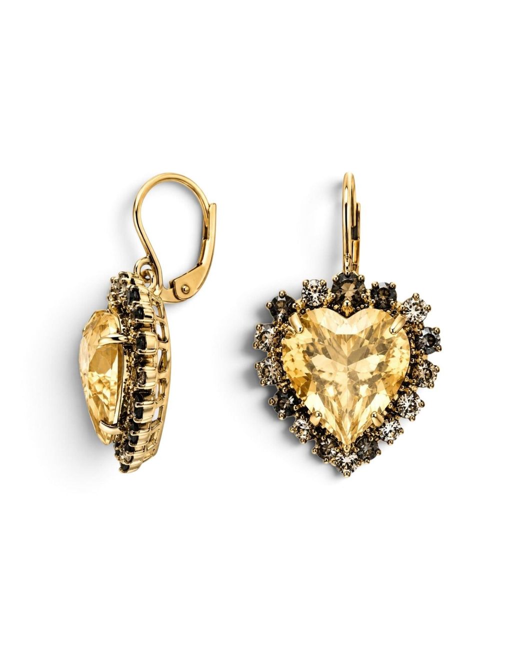 Vstyle Metallic Amore Swarovski Golden Heart Earrings