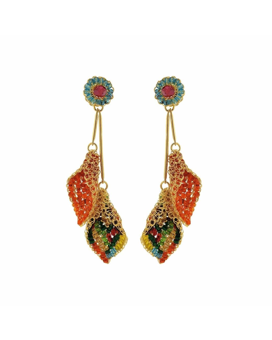 Lavish by Tricia Milaneze Metallic Multi & Tulip Duo Handmade Crochet Earrings