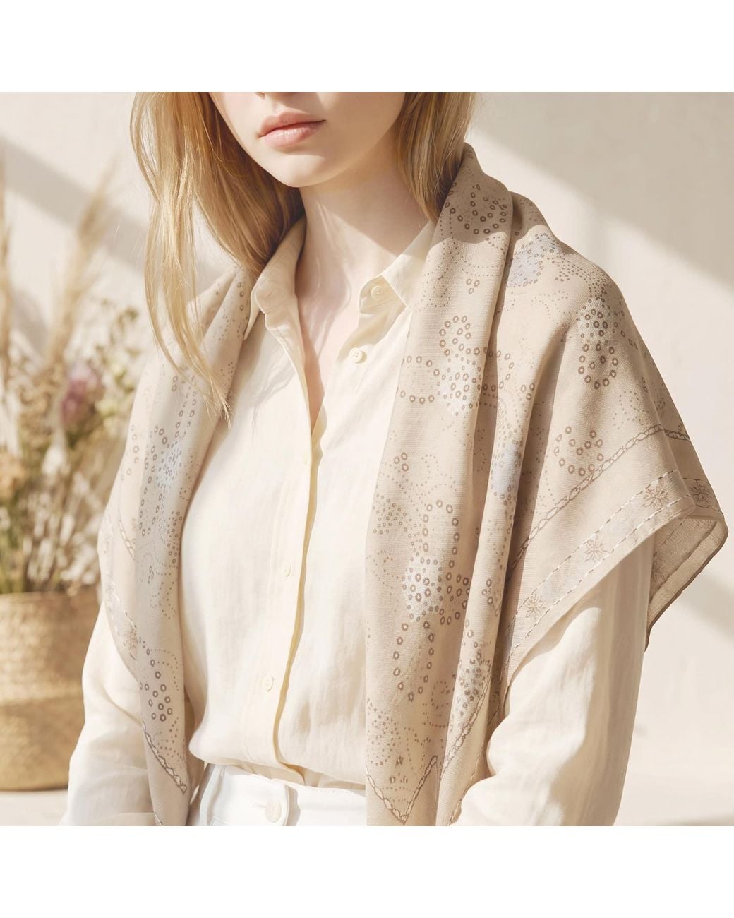 Ana Maison Gray Edgecraft Silk Wool Scarf