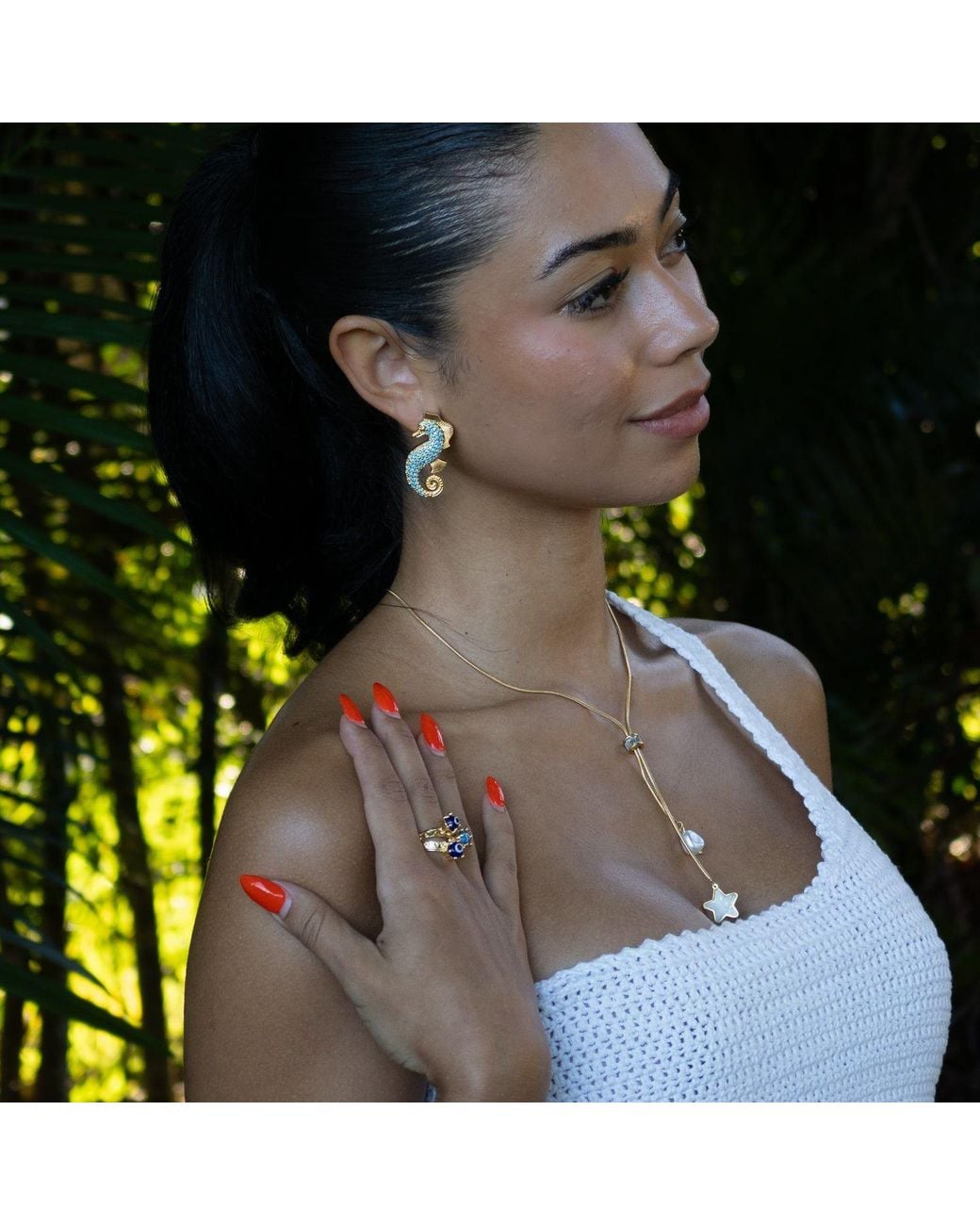 Ebru Jewelry Metallic Starlight Glow Lariat Necklace