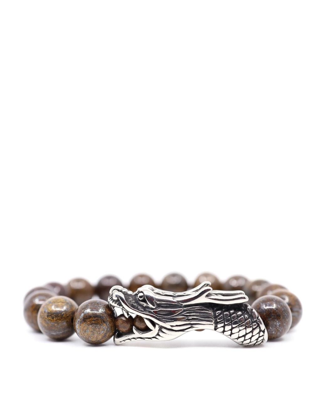 Shar Oke Metallic Bronzite & Stainless Steel Dragon Beaded Bracelet for men