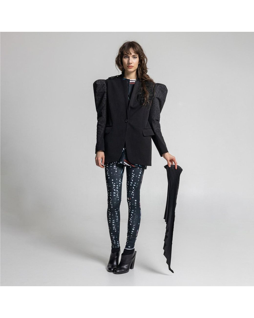 ARTISTA Black Sissy Embellished Puffy Sleeve Jacket