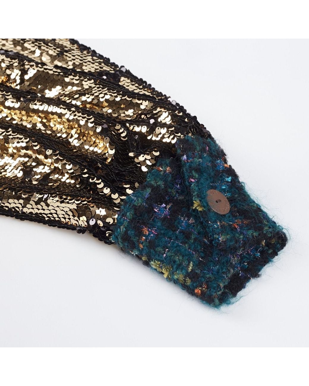 RUE AGTHONIS Green Chasser Sequined Top
