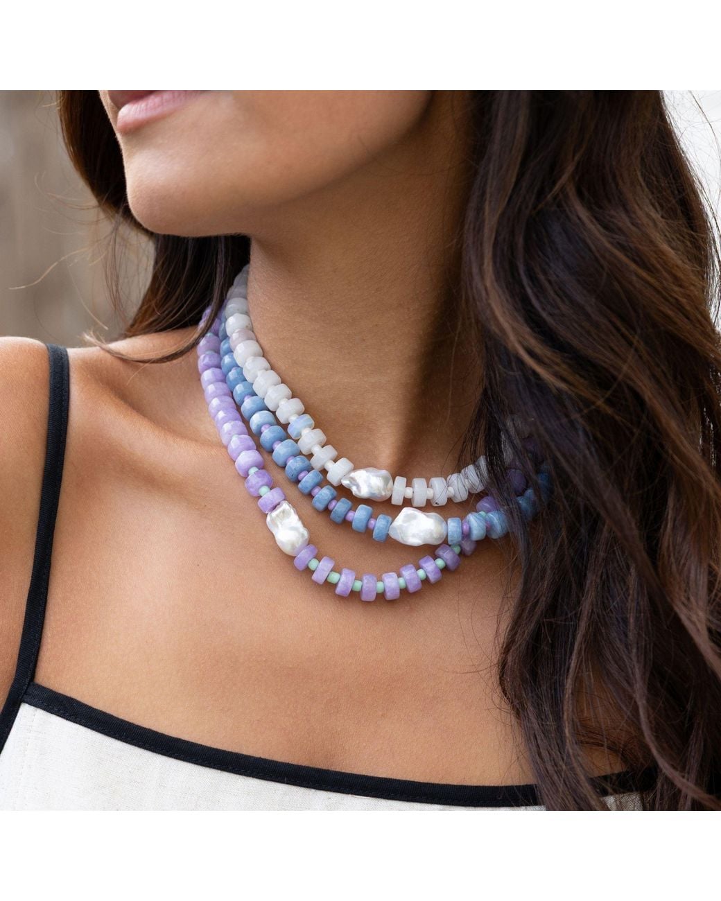 Christina Greene Blue Open Sky Baroque Pearl Beaded Necklace