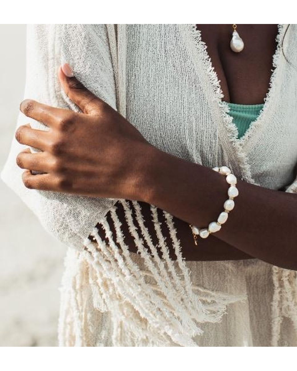 Adriana Pappas Designs Metallic Pearl Nugget Bracelet