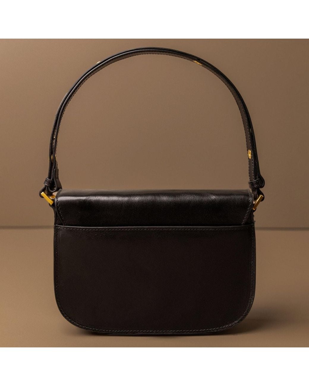 Time Resistance Black Leather Saddle Bag