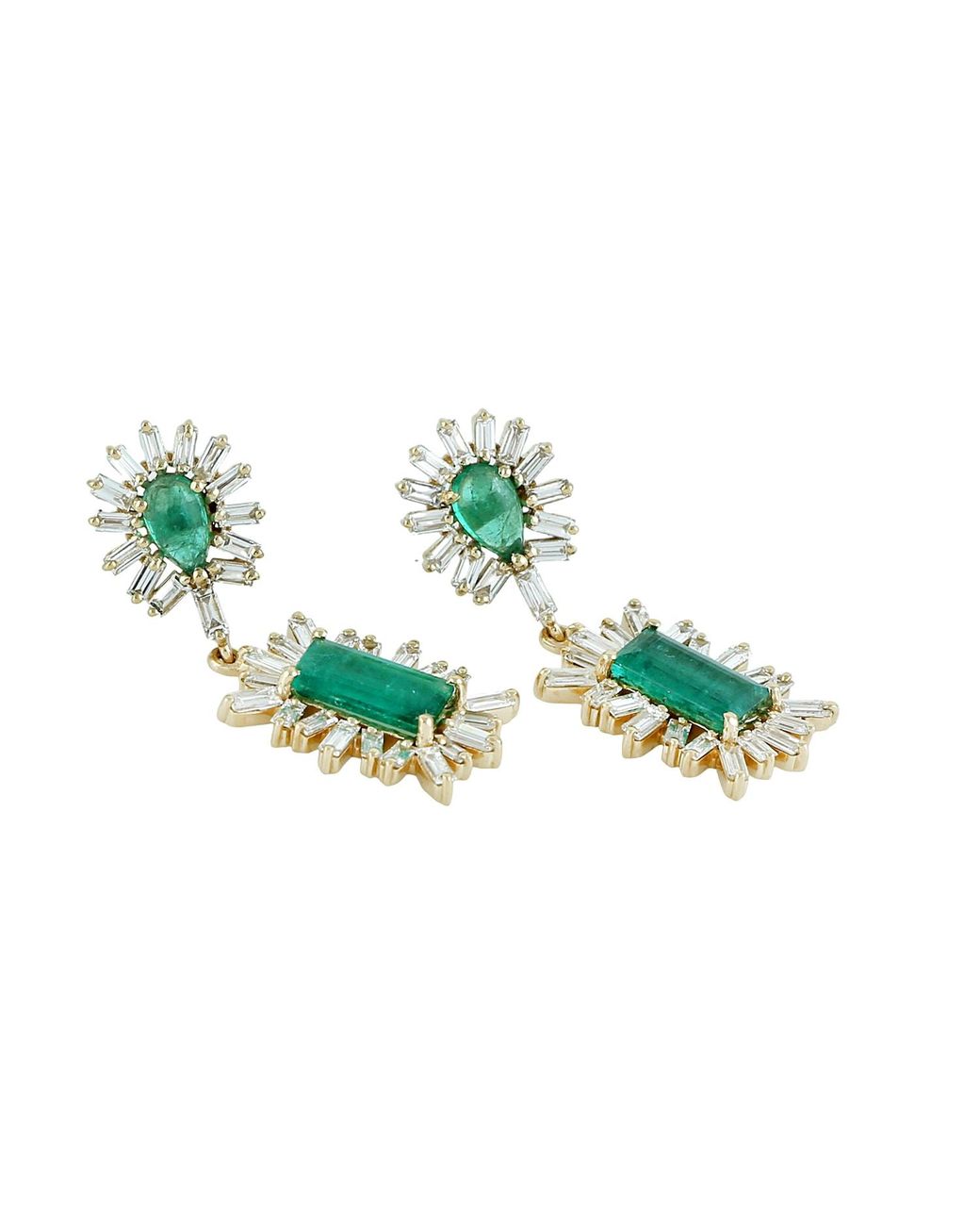 Artisan Green 18K Emerald & Diamond Double Drop Statement Earrings