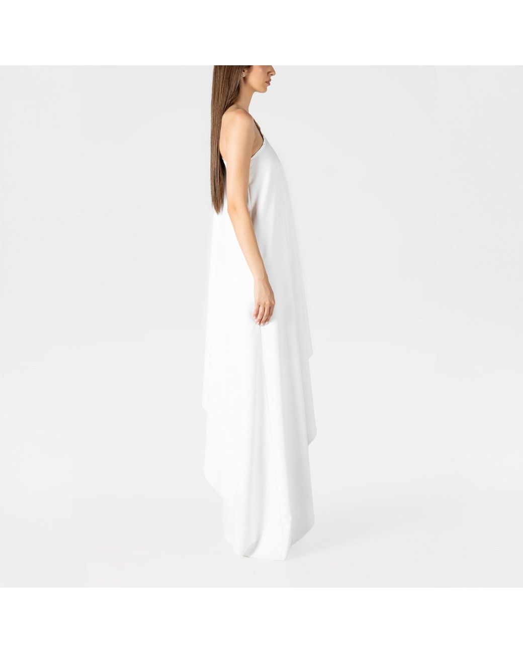 LIA ARAM White Mono Drape Gown