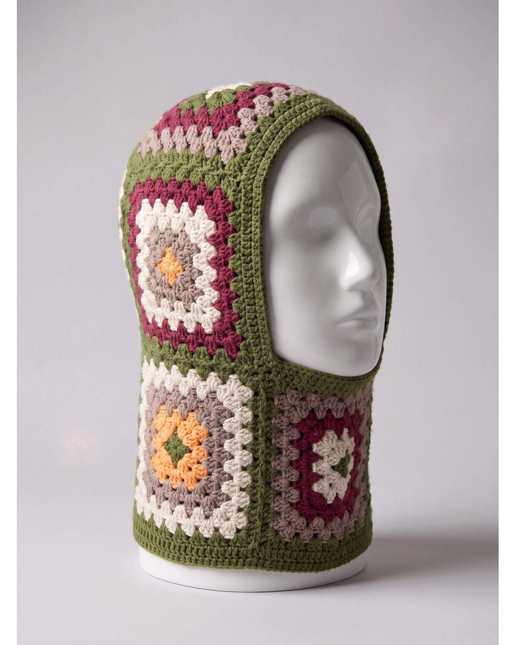 Ana Chic Red Granny Square Handmade Crochet Balaclava