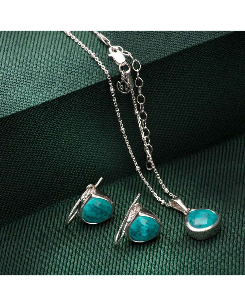 The Jewellery Store London Blue Sterling Pear Shaped Jewellery Set