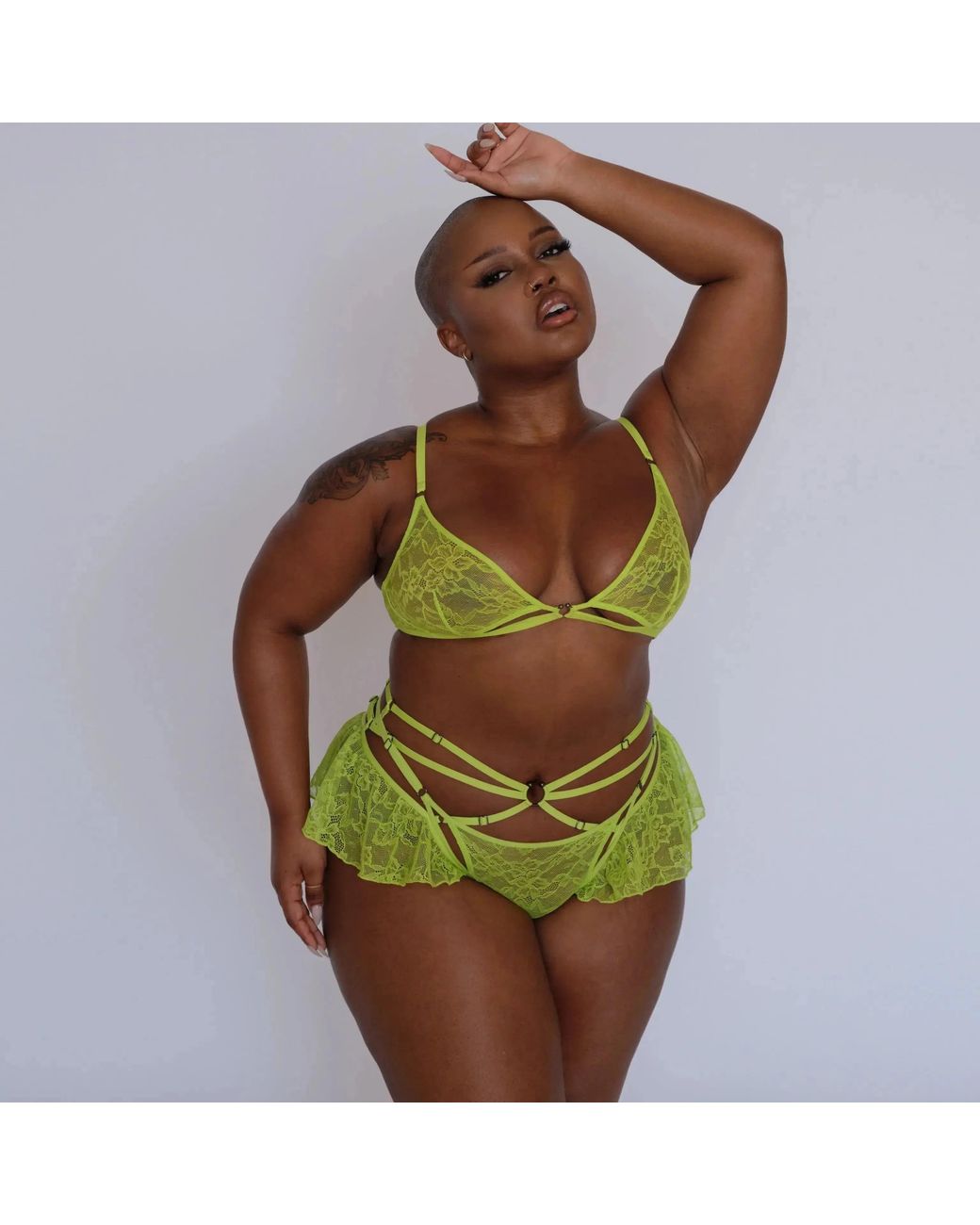 MONIQUE MORIN LINGERIE Yellow Hologram Adjustable Thong Acid
