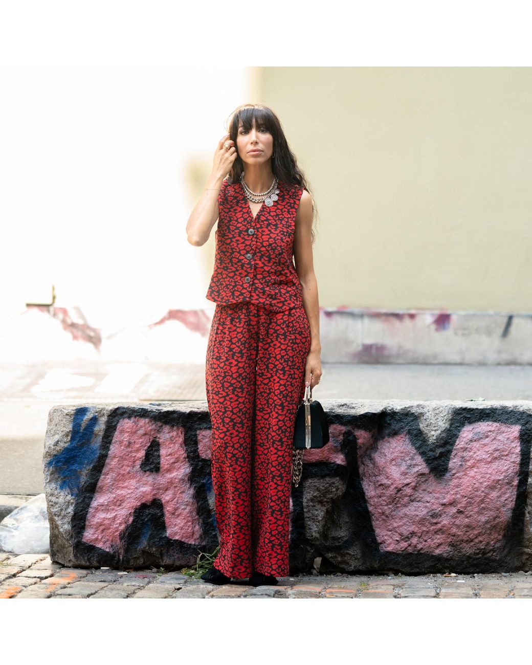L2R THE LABEL Red Wide-Leg Pants