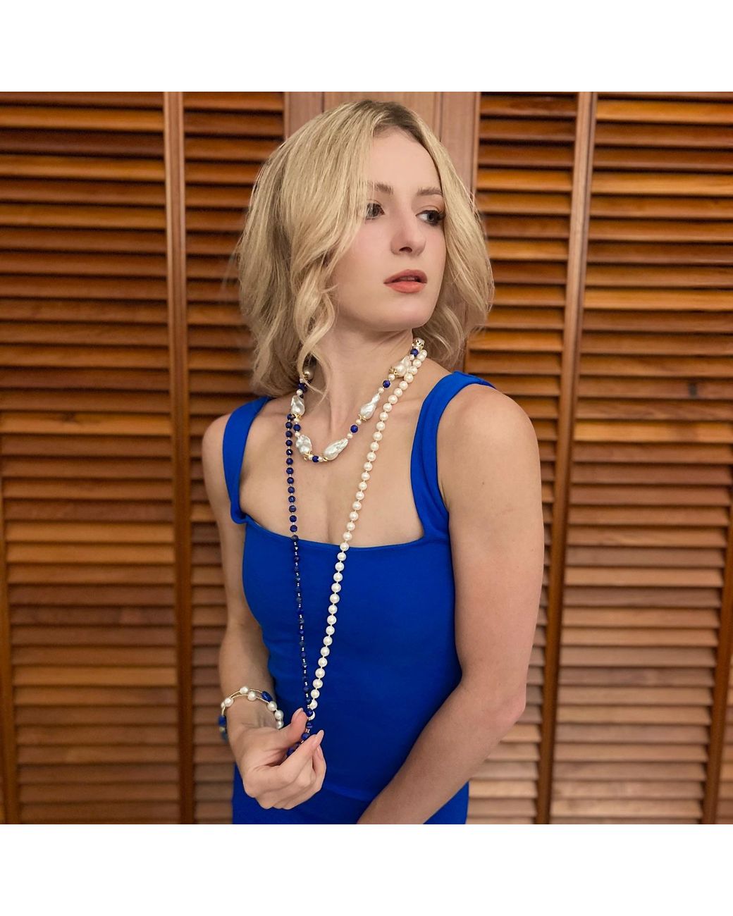 Farra White Lapis & Freshwater Pearls Multi-Way Necklace