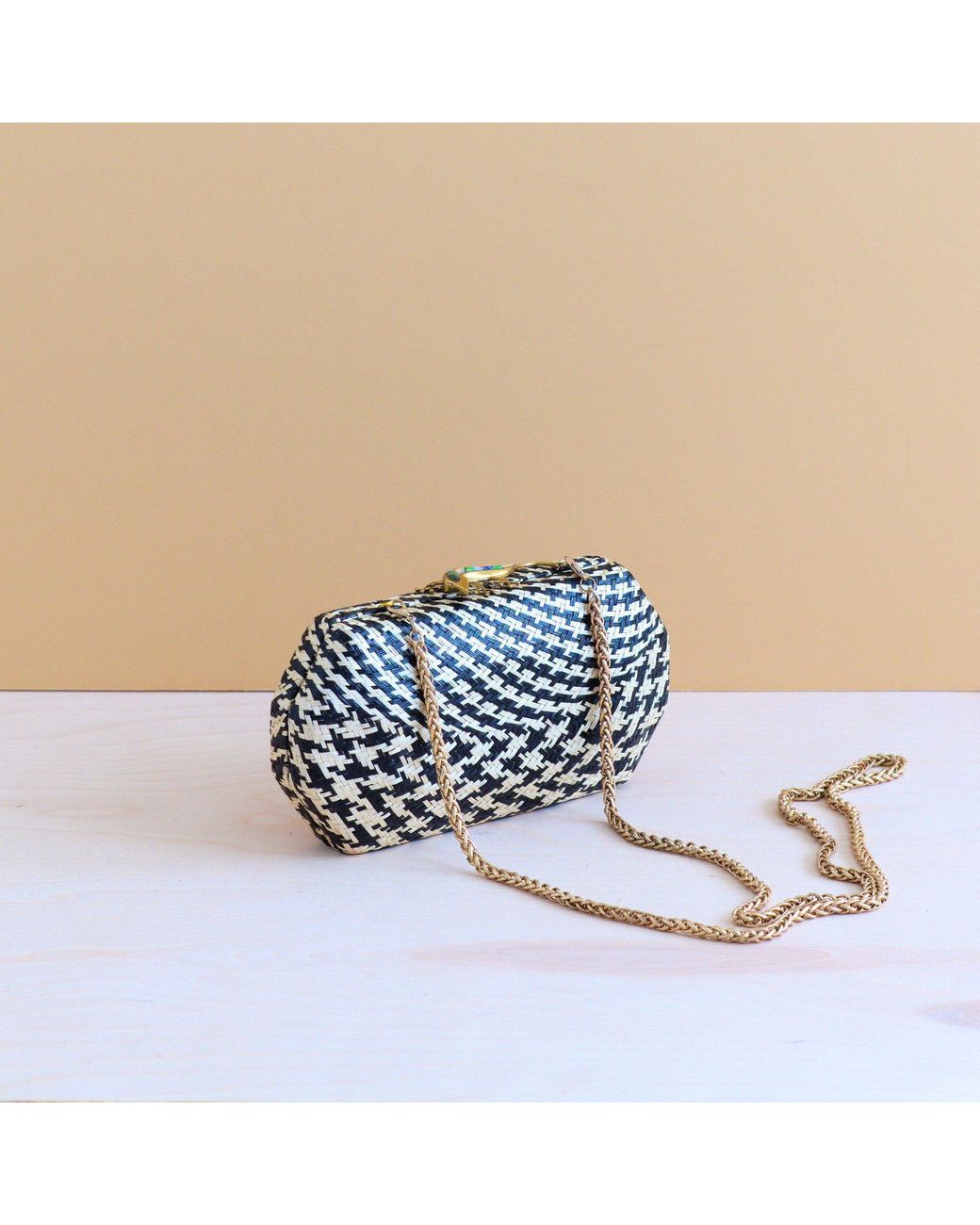 LIKHÂ Metallic Houndstooth Clutch