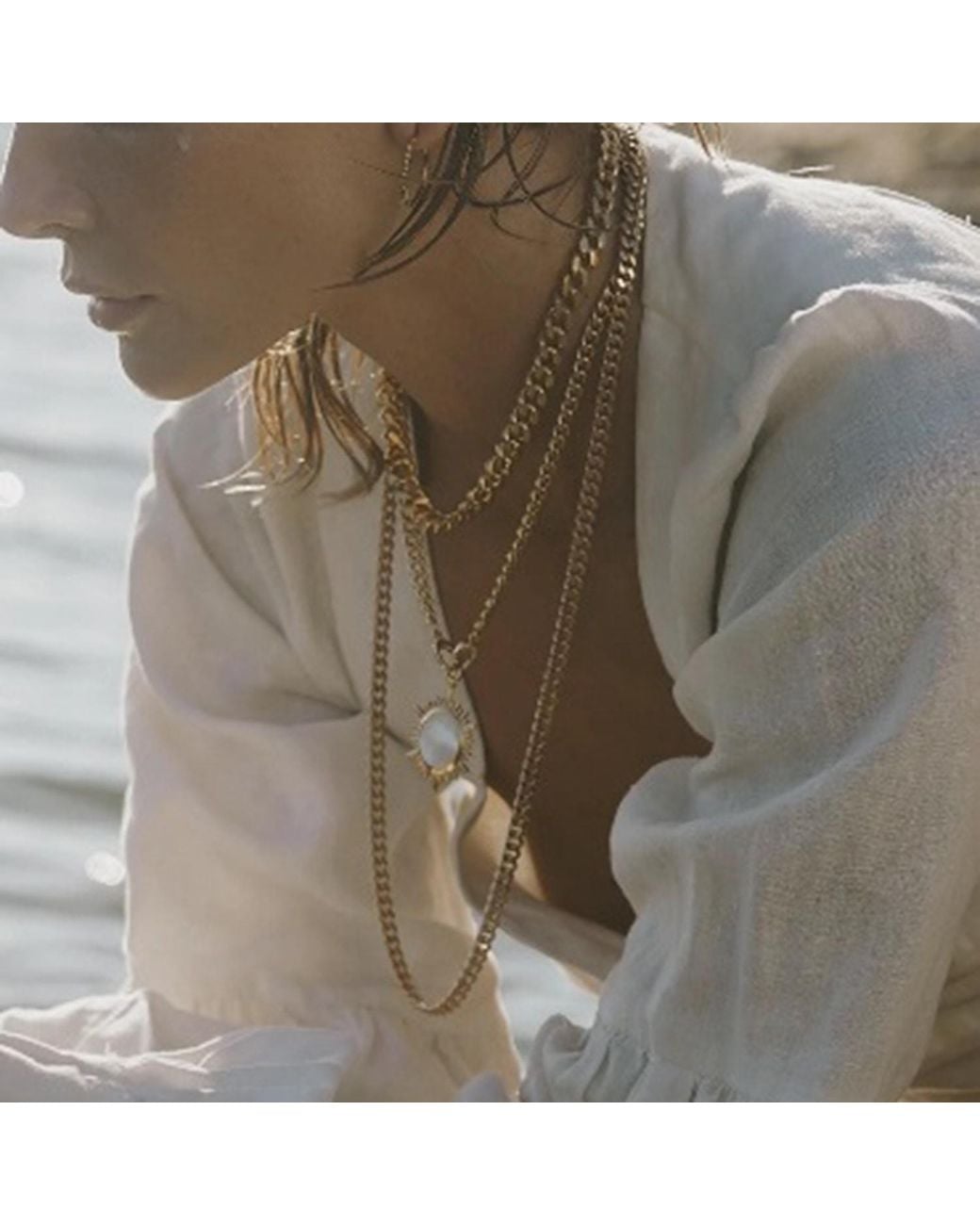 Onia Metallic Maxi Cuban Link Long Chain Waist Chain