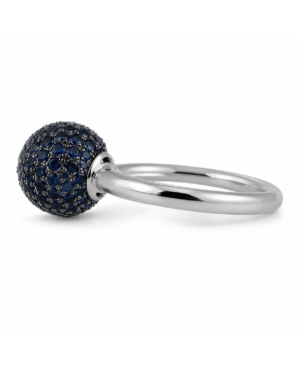 Artisan Blue 18K Pave Sapphire Gemstone Dome Ring