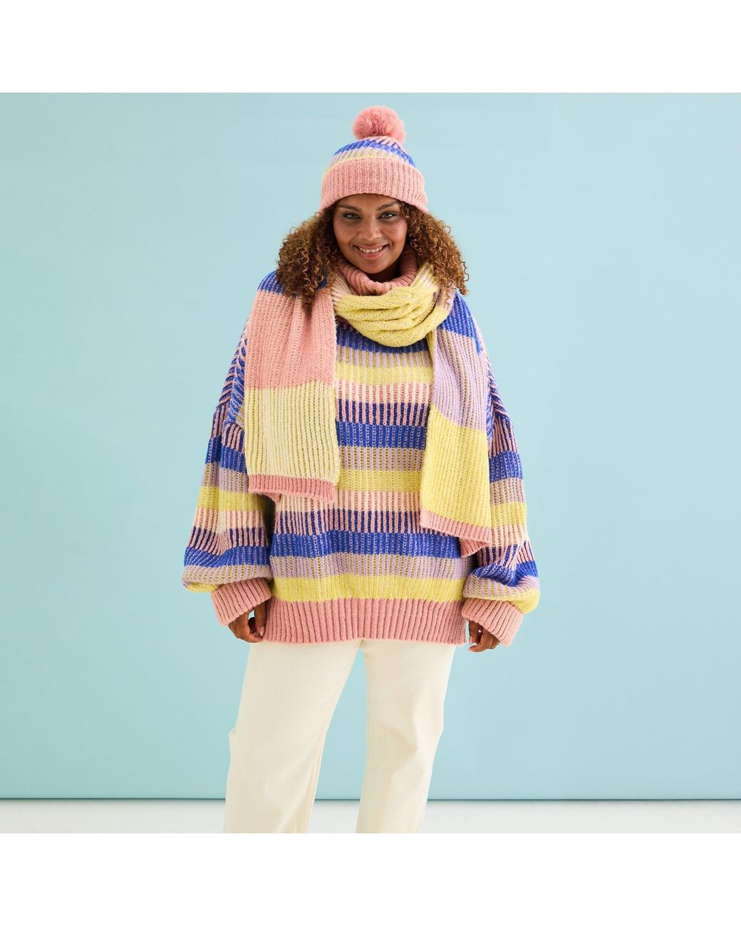 Cara & The Sky Multicolor Leia Stripe Oversized Scarf