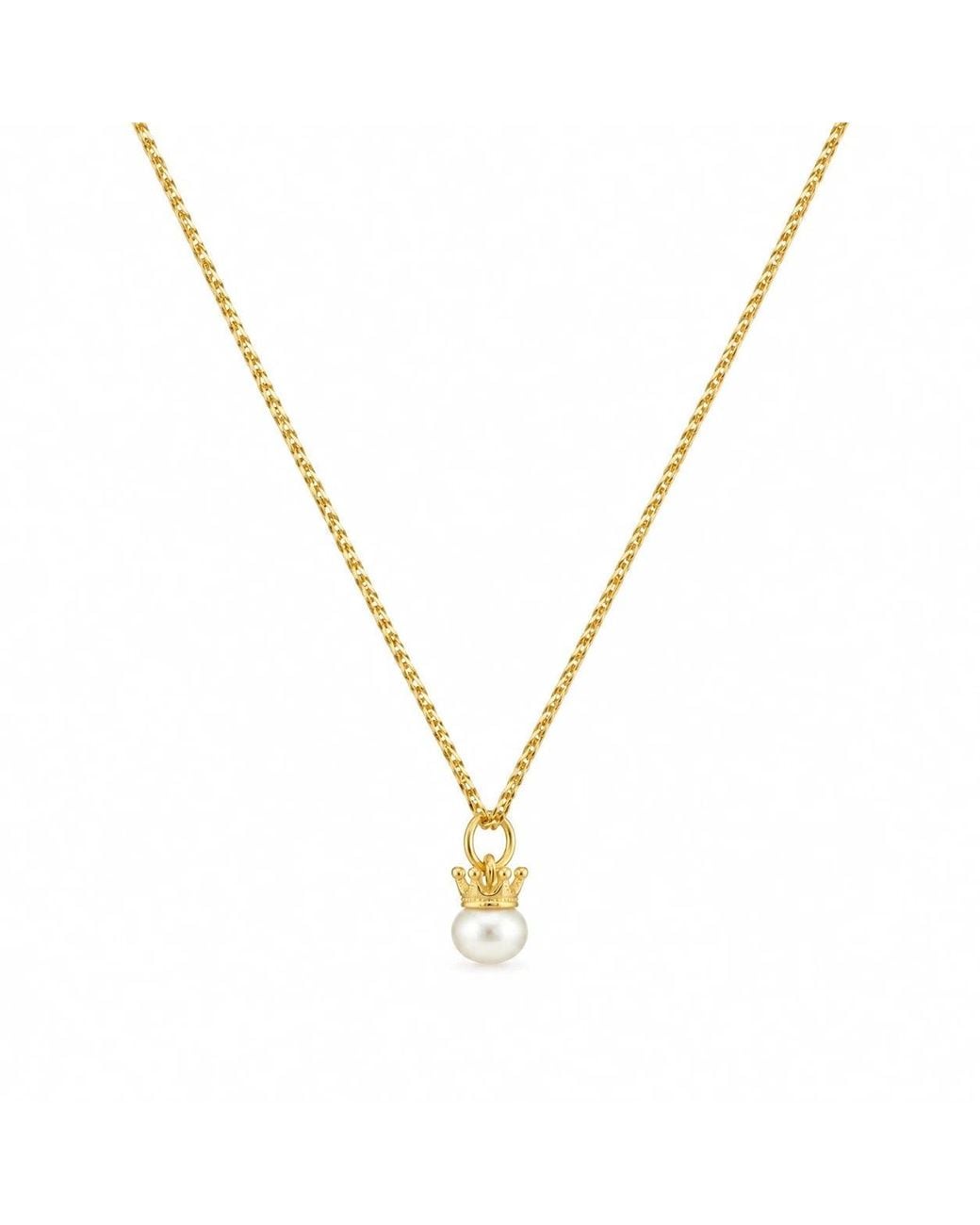 Angel Barocco Metallic Crown Pearl Pendant Necklace