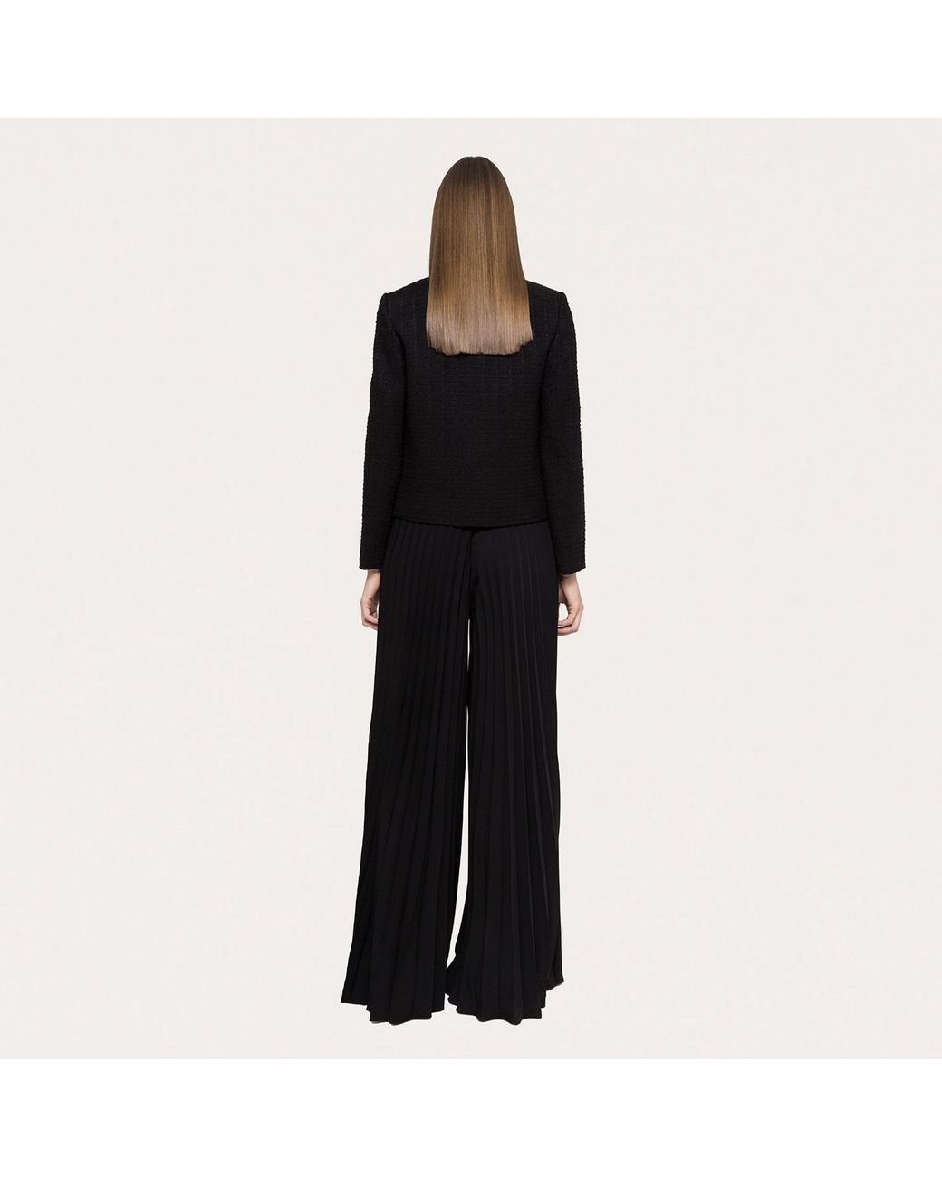 Nissa Black Bow-Detail Boucle Suit Jacket