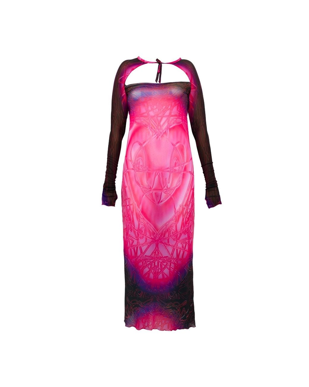 Paloma Lira Pink Cherry Crystal Mesh Dress