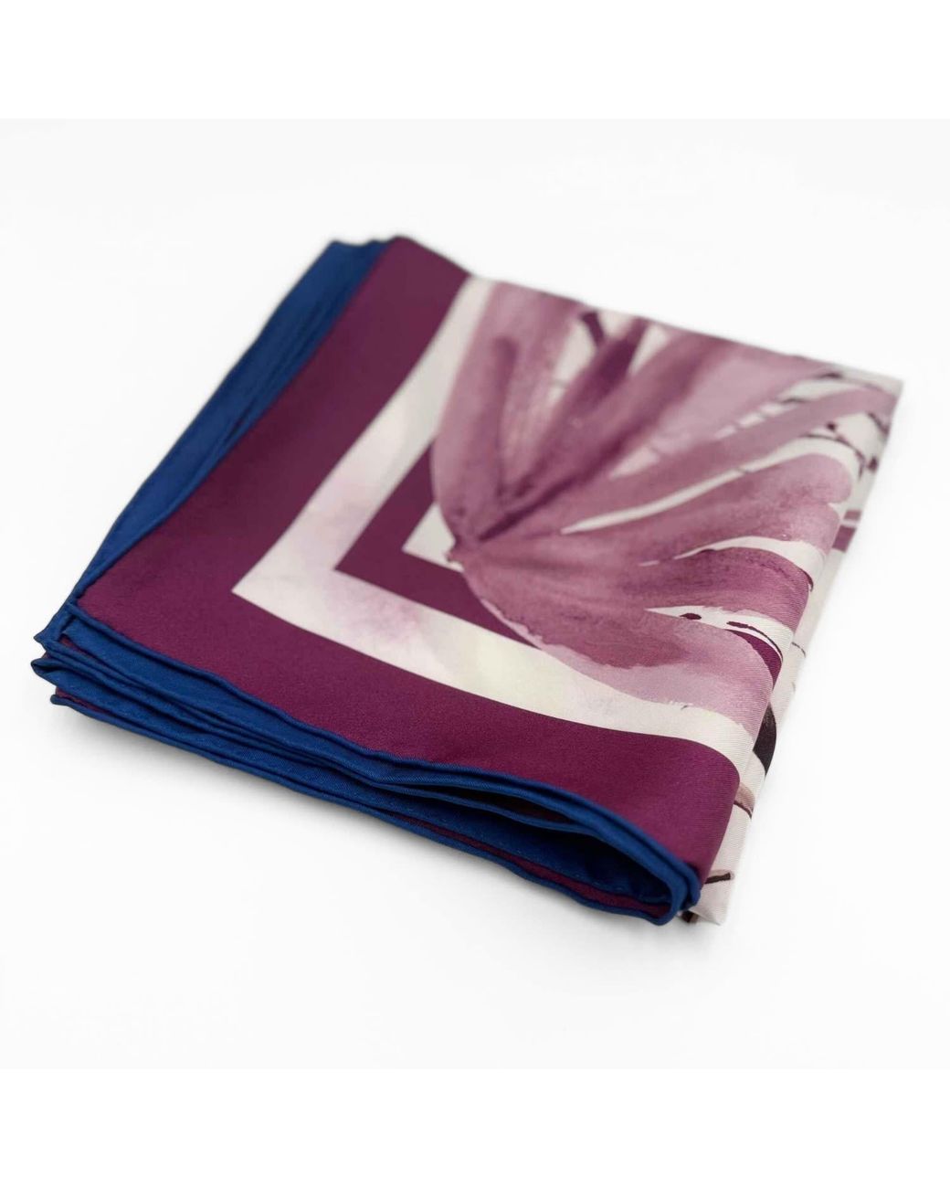 Hi Silk Blue Beautiful Botanicals Large Square Silk Twill Scarf