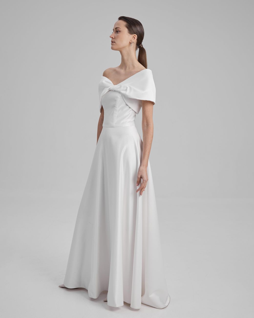 Baé Special Moments Gray Eve Dress + Shoulder Bow