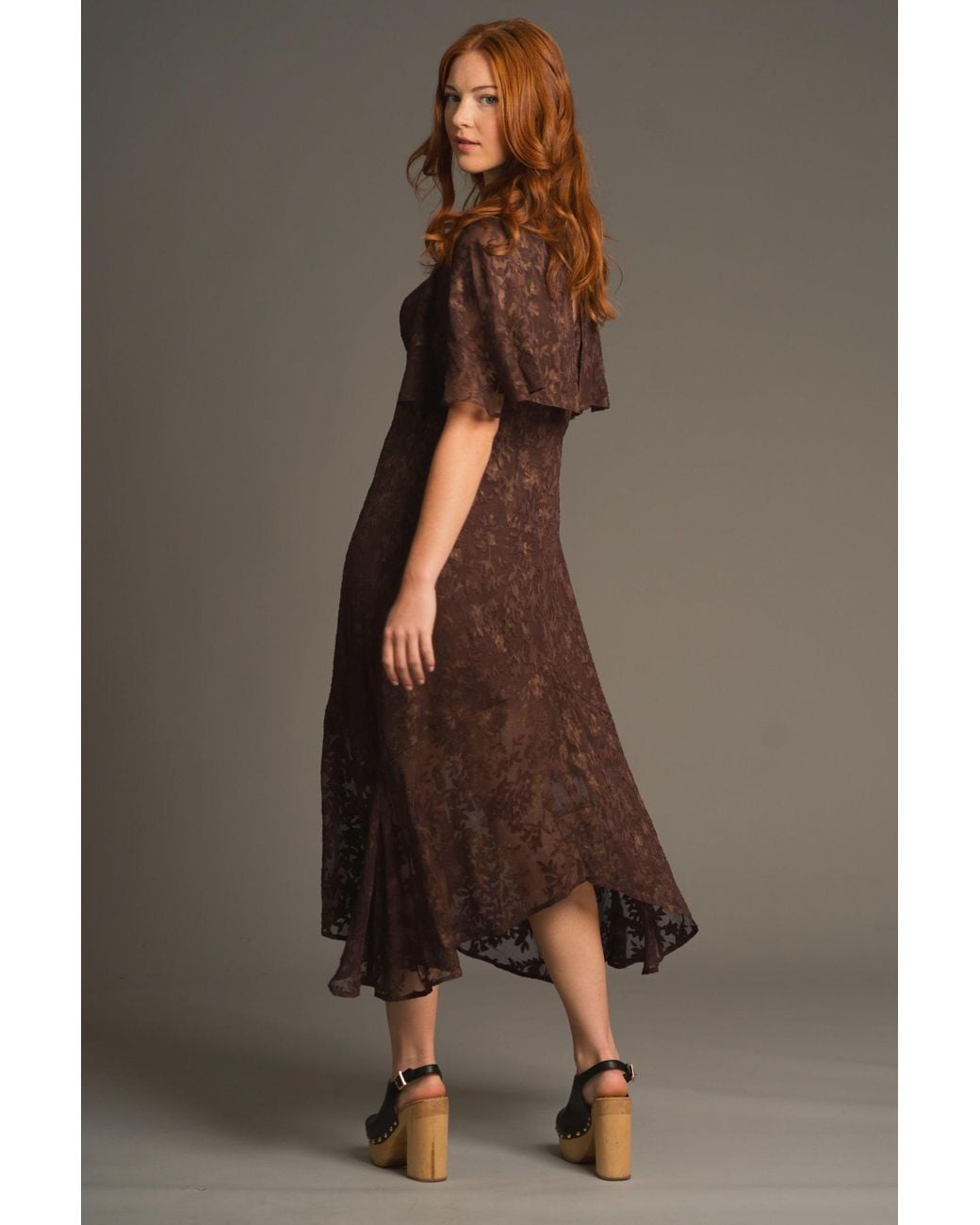 Little Lies Brown Sugar Chiffon Midi Dress