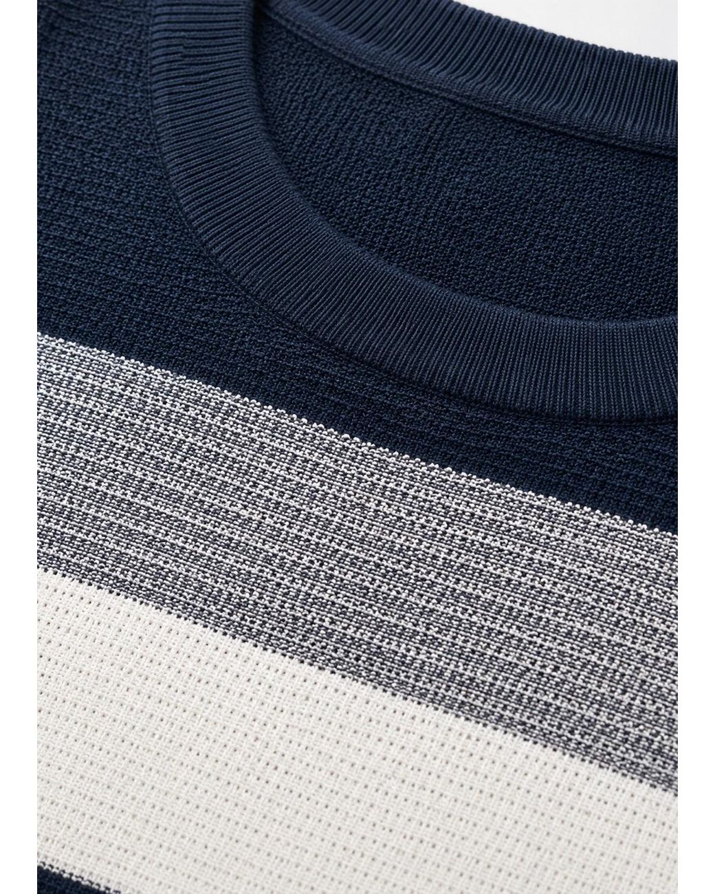 Vayla Blue Neutrals & Short Sleeve Striped Knitted Top for men