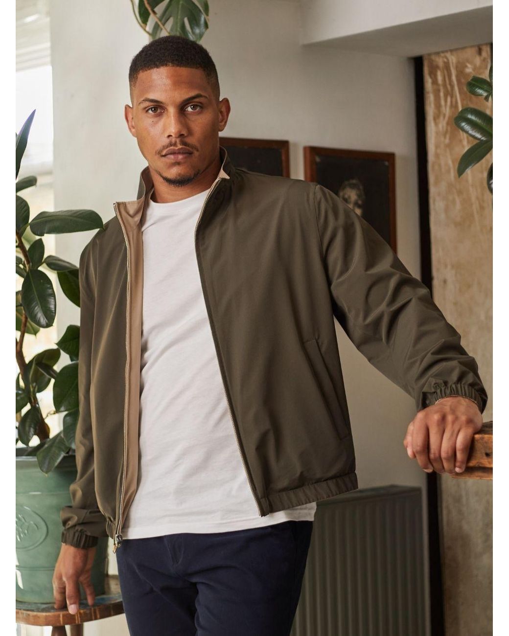 Guards London Green Neutrals Eldridge Reversible Lightweight Harrington for men