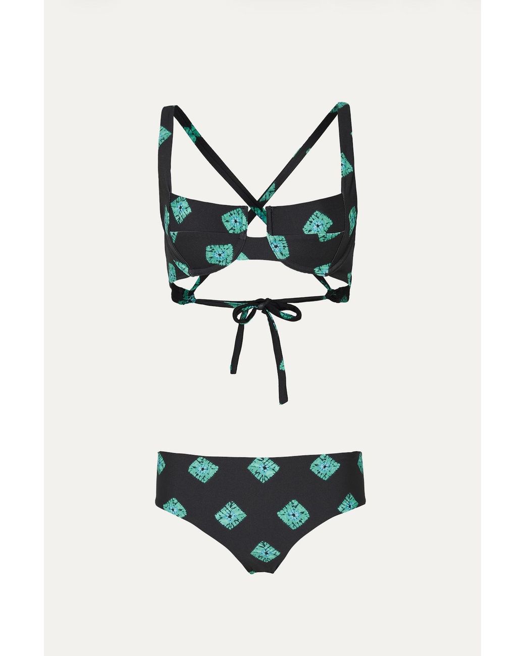 Par & Escala Green Agus Print Underwired Balconette Bikini Top
