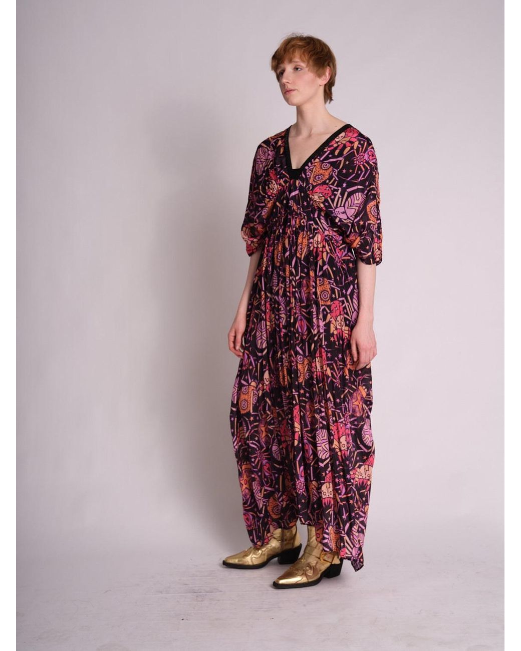 Any Old Iron Purple Spiders From Mars Kaftan Dress