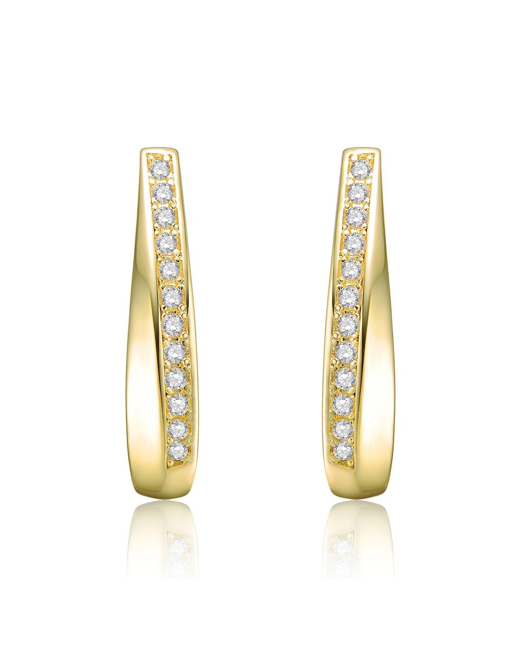 Genevive Jewelry Metallic Plated With Clear Cubic Zirconia Hoop Earrings