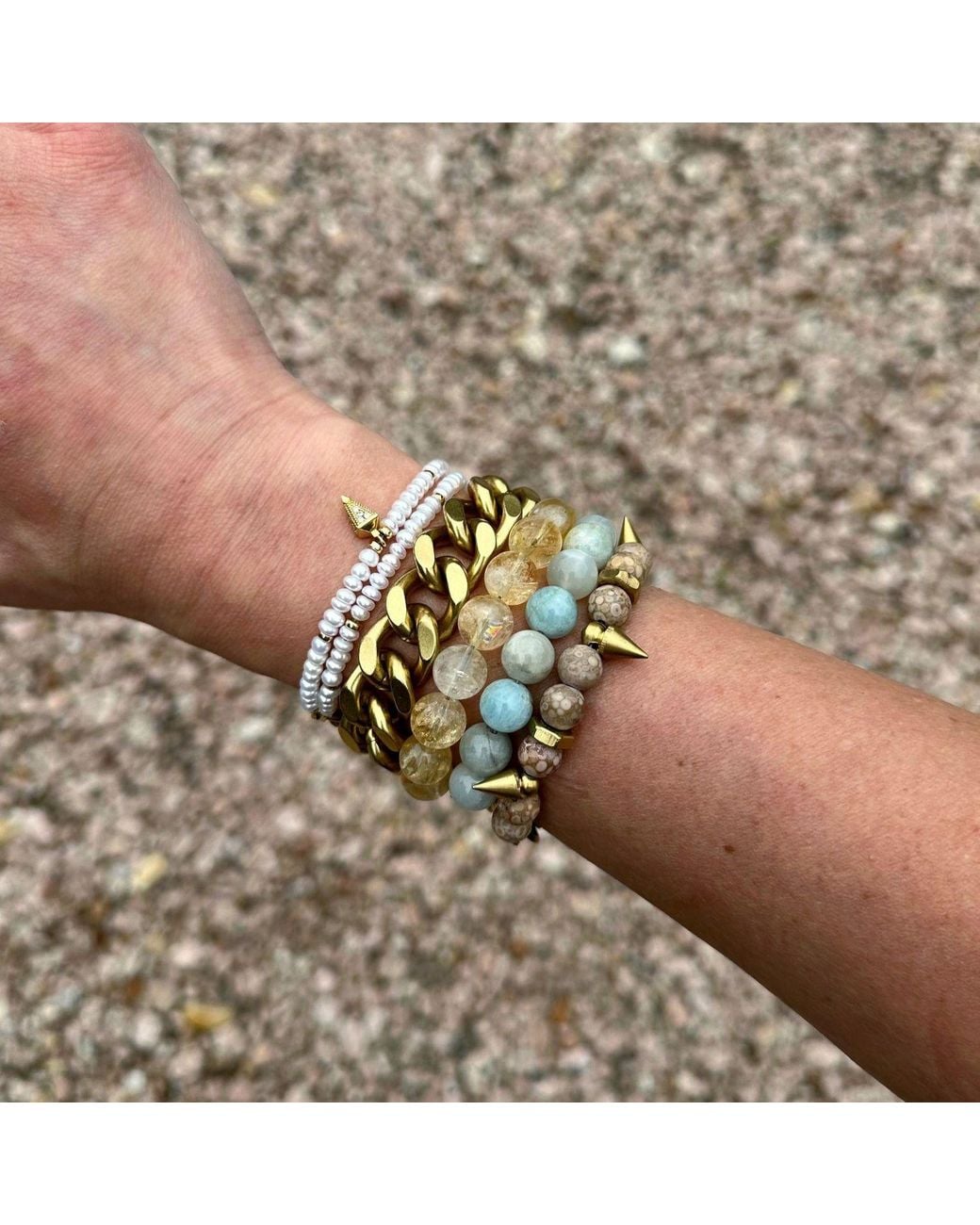 Rachel Nathan Metallic Neutrals On Point: Crinoid Fossil Bracelet