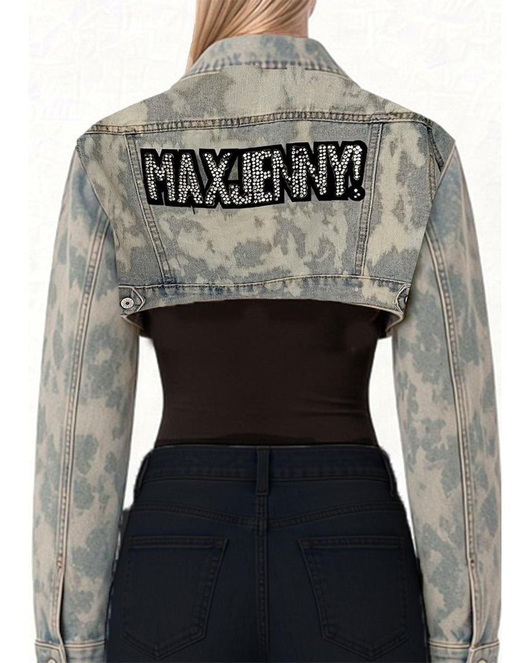 Maxjenny Gray Cropped Bleached Denim –
