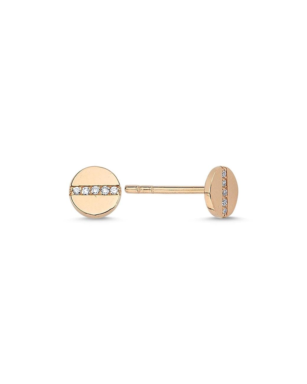 Ecce | Artisan Diamonds White 14K Single Solid Tiny Line Diamond Round Earring